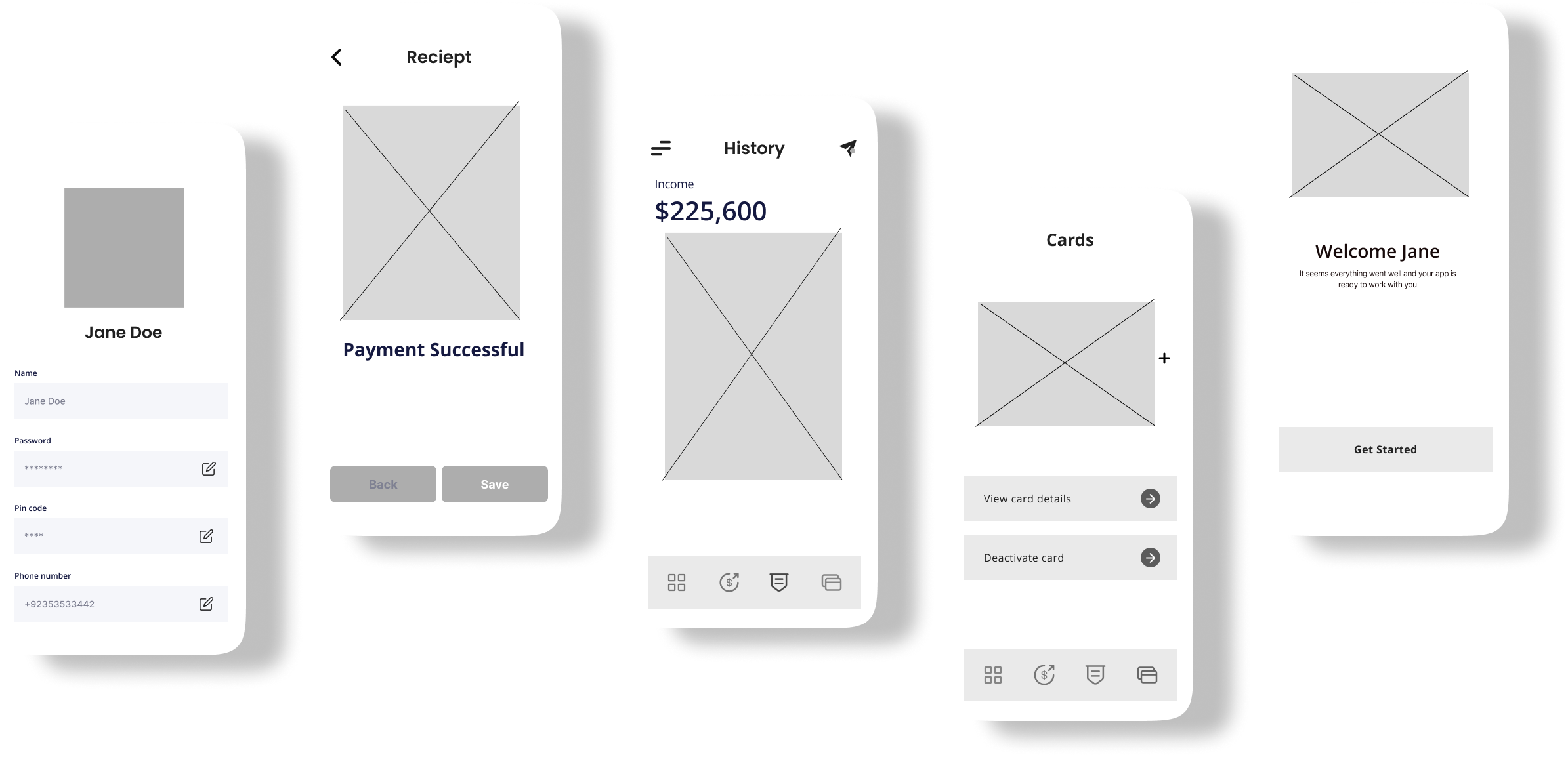 Early low-fidelity wireframes